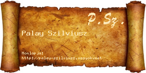 Palay Szilviusz névjegykártya